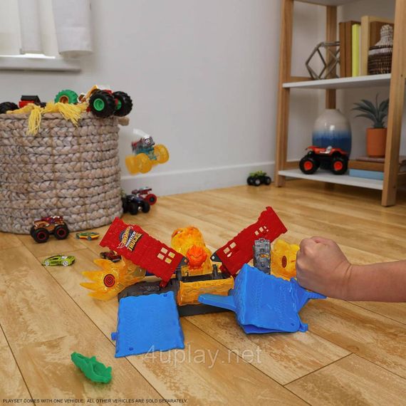 Трек Хот Вілс Монстр-трак Збий вогняного монстра Hot Wheels Monster Trucks 5-Alarm Torch Tower Takedown | Зображення 5