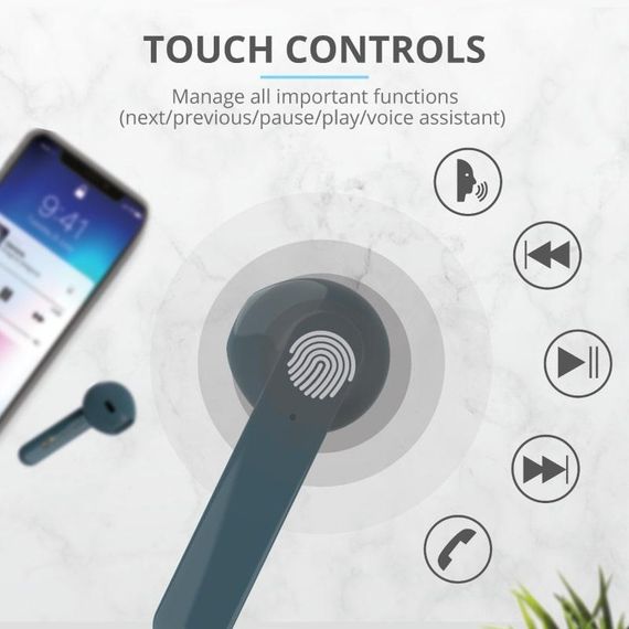 Наушники Trust Primo Touch True Wireless Mic Blue (23780_TRUST) | Зображення 9