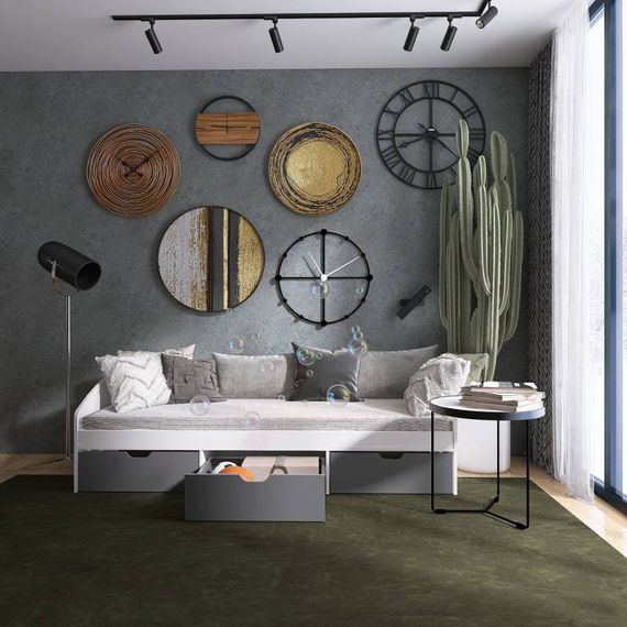 Ліжко односпальне з ящиками Еверест Комфорт 3 193х84х59 см Німфея Альба/Графіт (EVR-5739) | Зображення 3