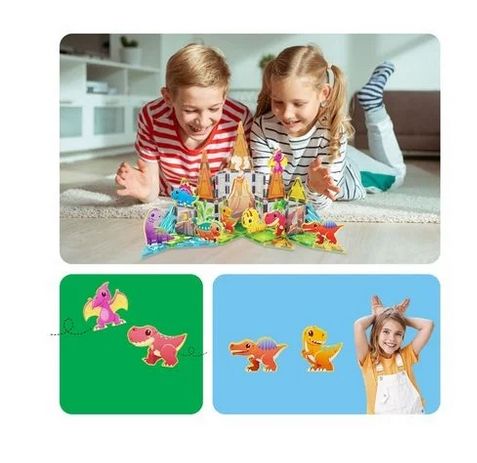 Конструктор магнітний DINOSAUR SET з 8 фігурками динозаврів PTQ13/28848 PICASSO TILES, 38 деталей, у коробці | Зображення 4
