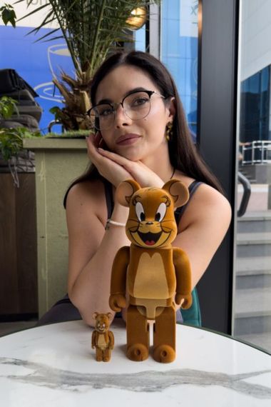 Bearbrick Tom and Jerry Jerry (Flocky) дизайнерська статуетка ведмідь Беарбрік 28 см mb021 коричнева | Зображення 2