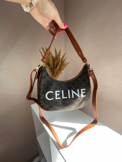 Сумка жіноча  Celine Ava Bag In Triomphe Canvas and Calfskin Tan brown Селін коричнева 072 | Зображення 2