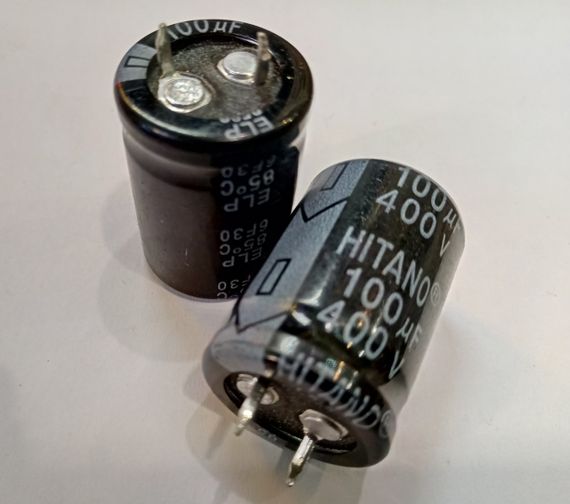 100mkf - 400v ELP 22x30mm (6f30-Hitano), 85°C конденсатор електролітичний