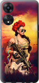 Чехол на Oppo A78 5G Украинка с оружием "5316u-3169-17620"