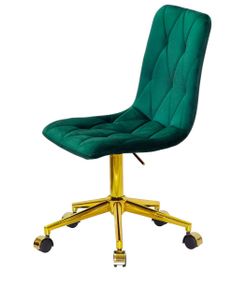 Стул Melvin GD-Modern Office с золотой крестовиной на колесиках, мягкое сиденье велюр зеленый OR-853