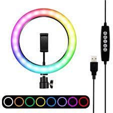 Лед-лампа кольцевая для студийного освещения Ring RGB MJ 33 33см  с пультом и штативом для фото и видео | Зображення 1