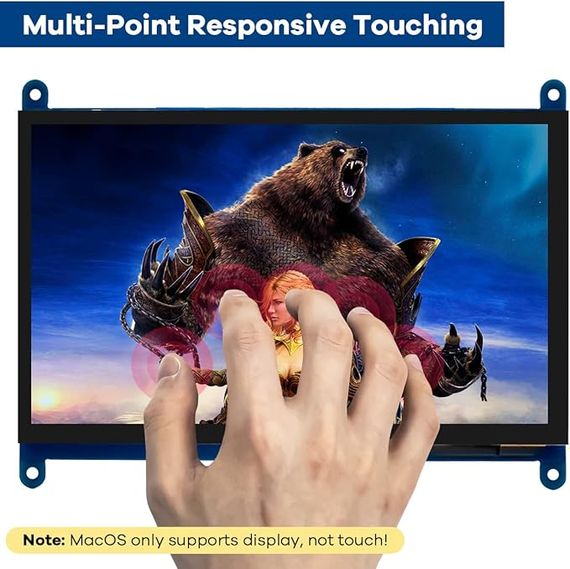 LAFVIN 7-дюймовый IPS LCD сенсорный экран дисплей панель 1024 x 600 емкостный экран HDMI монитор для Raspberry Pi, BB черный, Windows 10 8 7 | Зображення 1