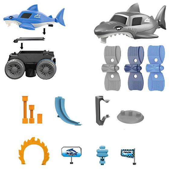 Інтерактивний трек з інерційною машинкою SHT 5510-9 Deluxe Edition Shark Trak (138pcs/1CAR) Blue | Зображення 1