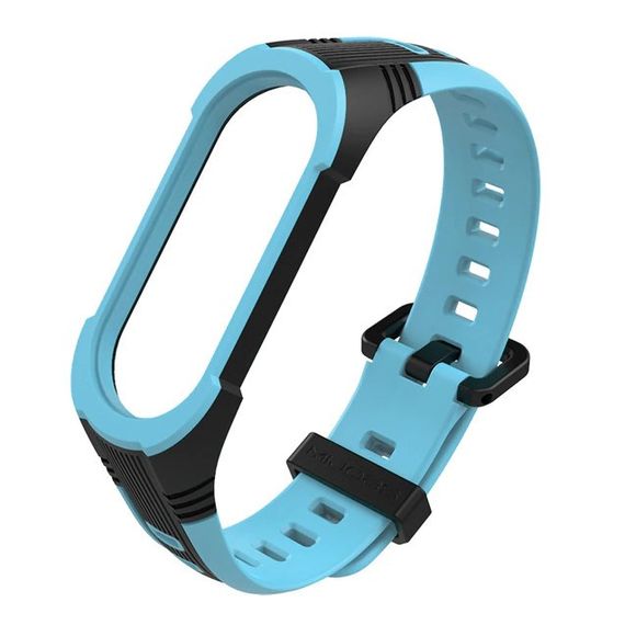 Силіконовий ремінець Primo Mijobs Perfor Classic для фітнес браслета Xiaomi Mi Smart Band 5 - Black-Blue | Зображення 1