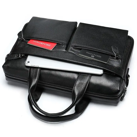 Чоловіча сумка для ноутбука й документів чорна SK N76955 | Зображення 4