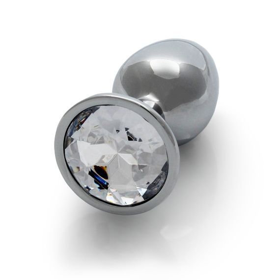 Металева анальна пробка Round Gem, розмір S, сріблясто-білий колір Ouch! (Нідерланди) Sex Aura | Зображення 2