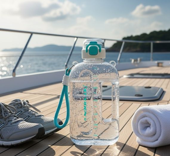 Спортивна пляшка ST-YIBEN (750 мл) — Еко-пластик BPA-free, Біла з бірюзовими акцентами | Зображення 8