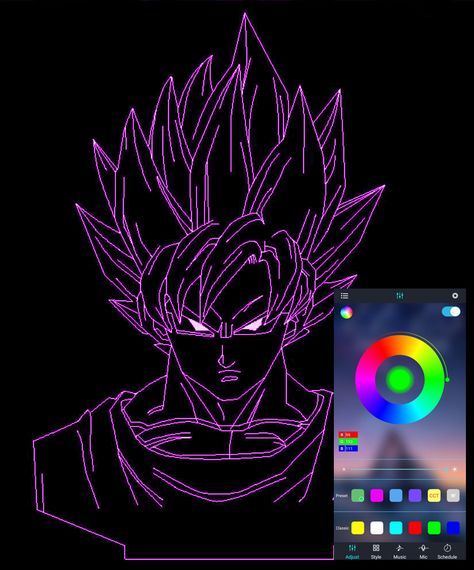 Акриловый светильник-ночник управление с телефона Сон Гоку tty-n000449