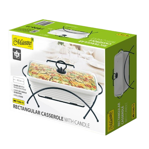 Марміт прямокутний 2,4л 36,5см кераміка скляна кришка + метал.підставка MR-11562-73 Maestro | Зображення 1