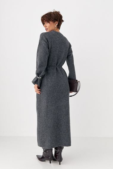 Довга в'язана вільна сукня - сірий цвет, ONE SIZE (є розміри) | Зображення 1