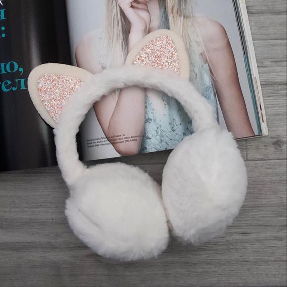 Наушники теплые с кошачьими ушками  Мятный  One Size (407) | Зображення 7