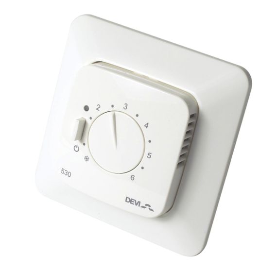 Терморегулятор Devi Devireg 530 5...45 механічний вбудований дротовий датчик 15A 230В білий