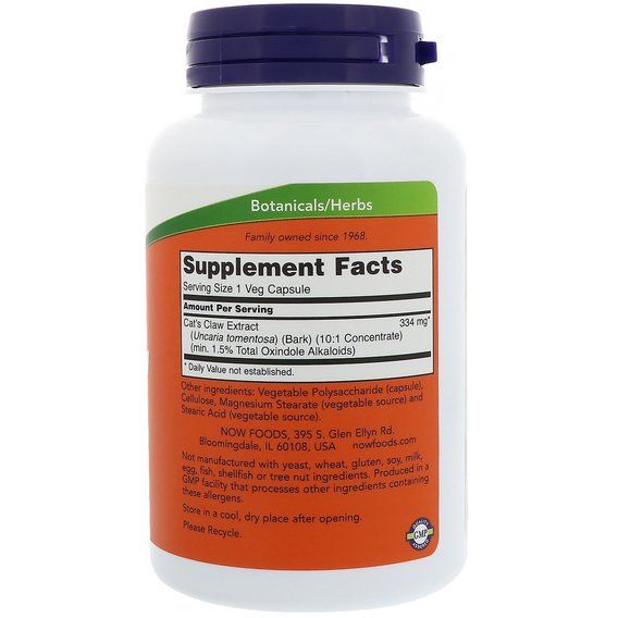Кошачий коготь NOW Foods Cat's Claw Extract 120 Veg Caps | Зображення 1