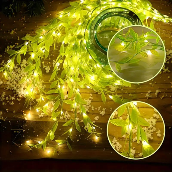 Світлодіодна гірлянда «Зелена верба» 10 м з LED-підсвіткою, теплий білий світ, декоративна прикраса для дому та свят | Зображення 5