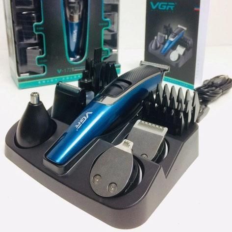Машинка триммер 4в1 VGR V-172 для стрижки волос на аккумуляторе зарядка USB, электробритва для головы | Зображення 4
