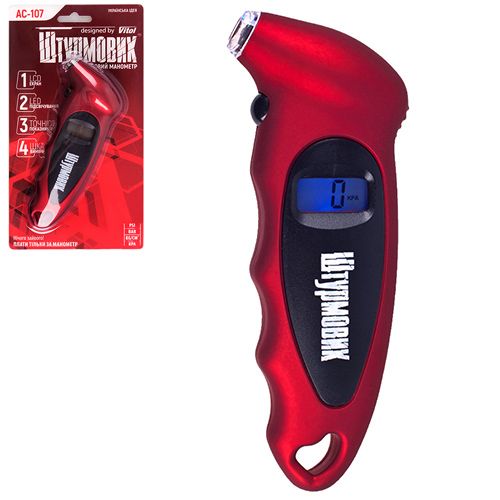 Манометр Штурмовик/АС-107/LCD дисплей/LED/psi-bar-кg/см2-kpa/0~7 | Зображення 3