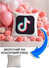 Подушка плюшева Мерч Крафт Дизайн з принтом tiktok 02 сірий плюш квадратна 33х33 см