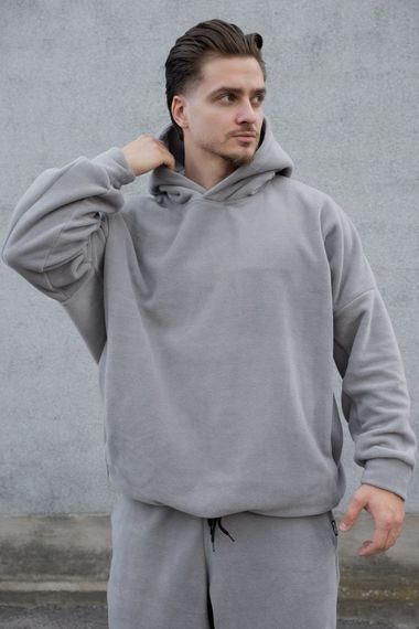 Флісове оверсайз худі толстовка з капюшоном Without Soprano Gray
