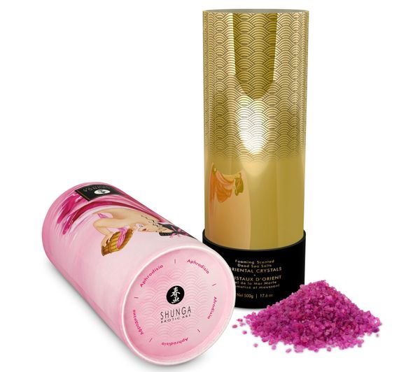 Пенящаяся соль для ванны Shunga Dead Sea salt Oriental Crystals — Rose Petal (500 г), Мертвого моря | Зображення 2