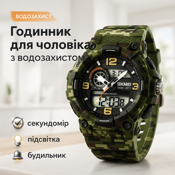 Стильний армійський годинник SKMEI, Військовий годинник для ВСУ Військовий спецслужби KE-78