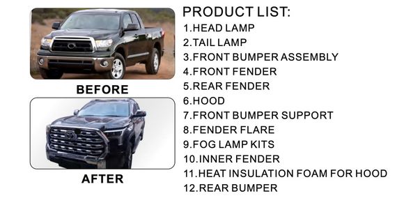 Комплект Facelift Upgrade 2024 (Полный набор) для Toyota Tundra 2007-2021 гг