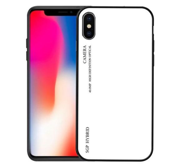 Чехол бампер Primo Gradient Glass для Apple iPhone X / Xs - White