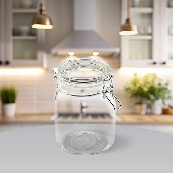 Скляна банка з кришкою-затискачем 1 л Maestro MR-5001-1 герметична для продуктів | Зображення 1