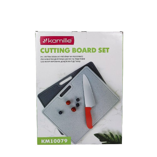 Набір обробних дощечок на підставці (2 дощечки+підставка) сірий 40*30*0,6см | Зображення 2