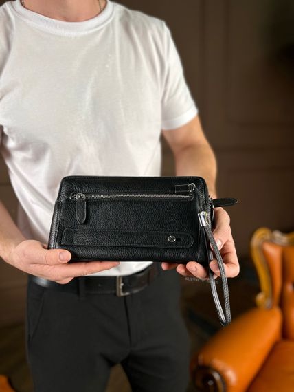 Чорний гаманець-клатч на дві блискавки із  натуральної шкіри Marco Coverna МС8747-3 | Зображення 4