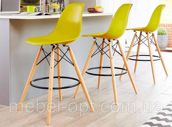 Барный стул Eames Bar Chair кремовый, сиденье из сверхпрочного пластика ABS | Зображення 2