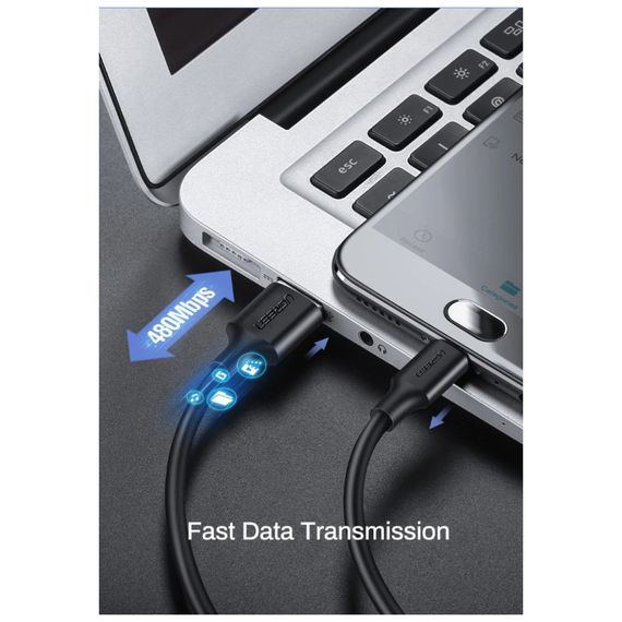 Дата кабель USB 2.0 AM to Micro 5P 3.0m 2A US289 black UGREEN (60827) | Зображення 3