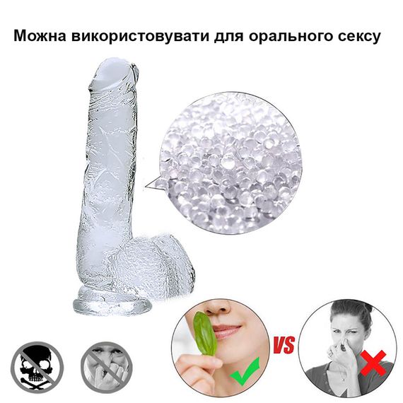 Фаллоимитатор реалистичный, с мошонкой (15 см, прозрачный) | Зображення 5