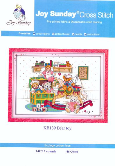 Набір для вишивання за нанесеною на канву схемою "Bear toy". AIDA 14CT printed 46*34 см | Зображення 1