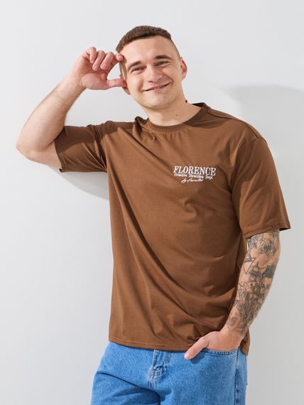 Футболка з принтом чоловіча GENUA G01222-0011 4XL Коричневий shop (2000999391026)