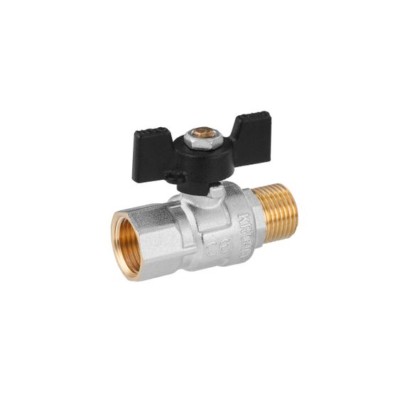 Кран кульовий Kroner 1/2" ВЗ PN40 метелик, нікельований | Зображення 2