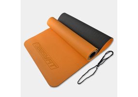 Килимок для йоги та фітнесу EasyFit TPE+TC 6 мм двошаровий оранжево-чорний (EF-1924-ORB)