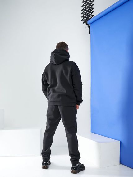 Мужской теплый спортивный костюм на флисе двойка KI503 цвет черный, размер 54/56 | Зображення 2