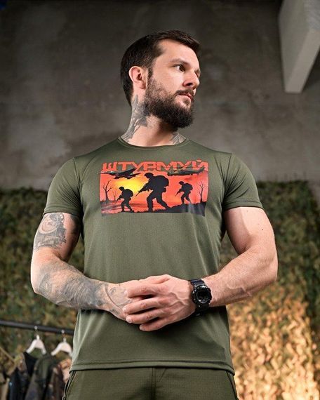 Тактическая потоотводящая Футболка Штурмуй олива     ПП7896 | Зображення 2