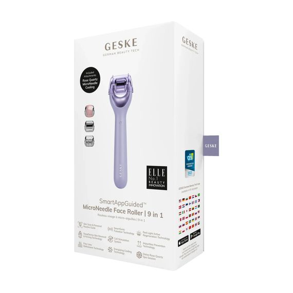 Электронный роллер для лица с микроиглами GESKE MicroNeedle Face Roller 9в1 gray, Фиолетовый | Зображення 7
