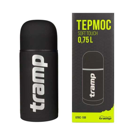 Термос для чаю та кави Tramp чорний питний термос для води Soft Touch похідний термос із неіржавкої сталі Трамп 750 мл | Зображення 4