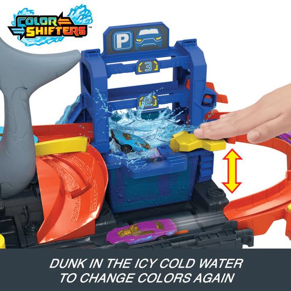 Трек Хот Вілс Кольорове перетворення Автомийка Акула Оригінал Hot Wheels City Ultra Shark Car Wash | Зображення 4