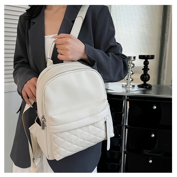 Женский кожаный рюкзак городской. Модный рюкзак женский. Рюкзак из натуральной кожи  белый 23479 | Зображення 5