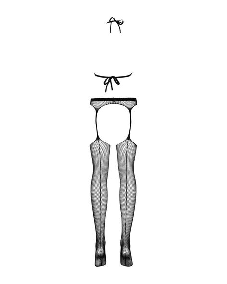 (SALE) Сетчатый бодистокинг с имитацией топа, пояса и чулок Obsessive Bodystocking N108 S/M/L, черный, комб Sex Aura | Зображення 6