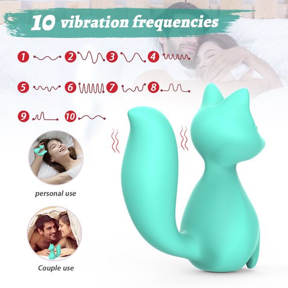 Міні-вібратор кліторальний Every Night Toys Doris у формі лисиці бірюзовий, 10 режимів вібрації Sex Aura | Зображення 2