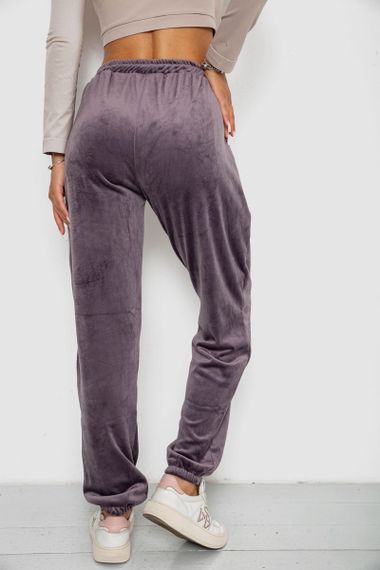 Спортивные штаны велюровые женские на флисе, цвет сливовый, 238R58649-1 | Зображення 3
